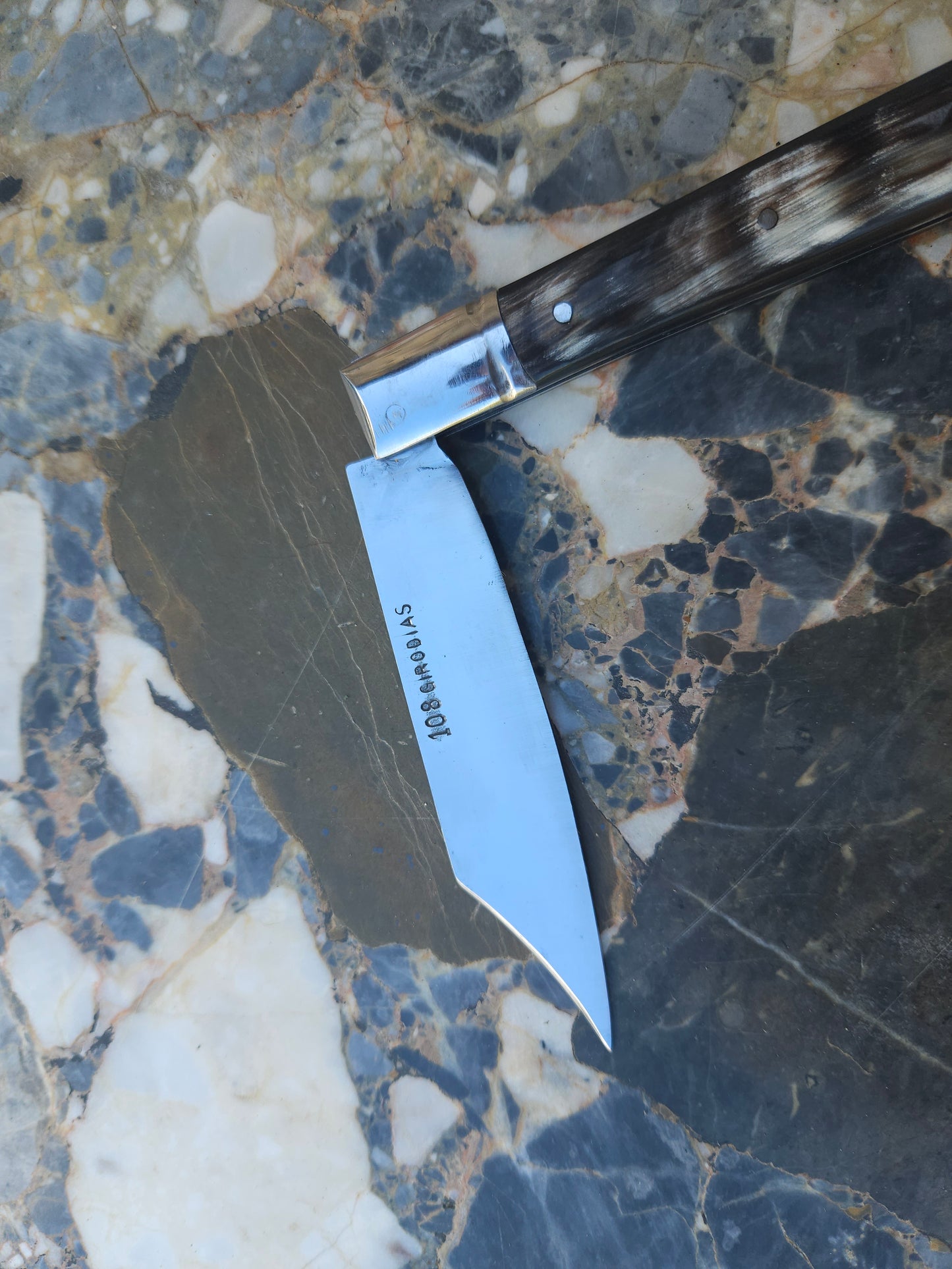 Vintage French Folding Knife — 108 Girodias | Horn Handle & Nickel Bolster | Thiers, France
