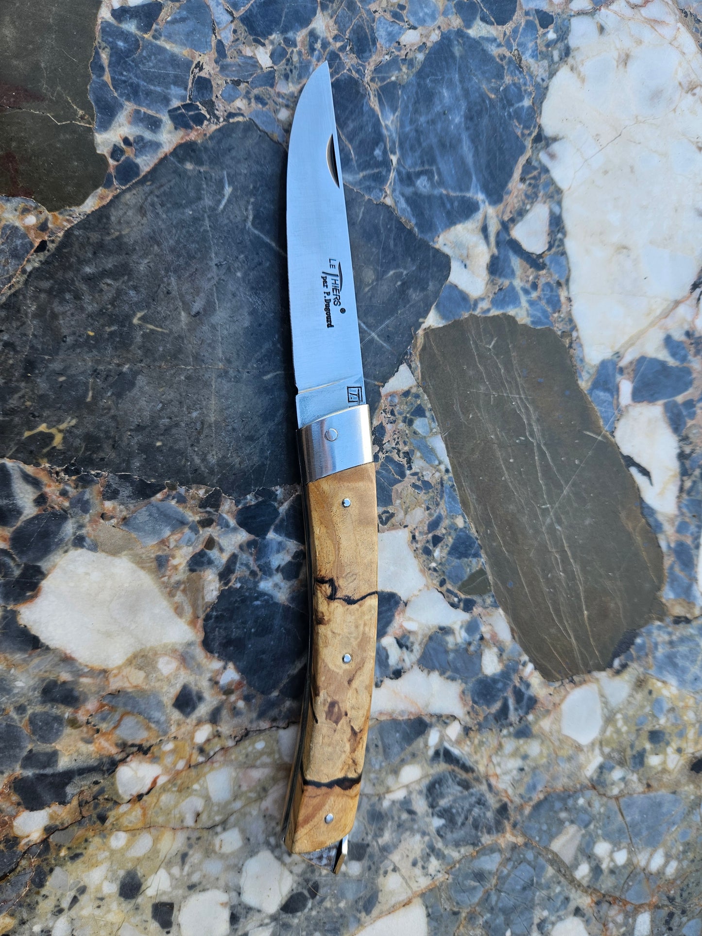Le Thiers Folding Knife by Dugourd — Briar Burl Handle & Pump Mechanism | Thiers, France