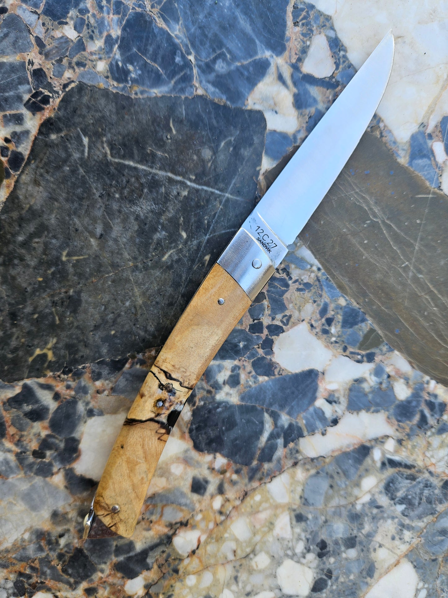 Le Thiers Folding Knife by Dugourd — Briar Burl Handle & Pump Mechanism | Thiers, France