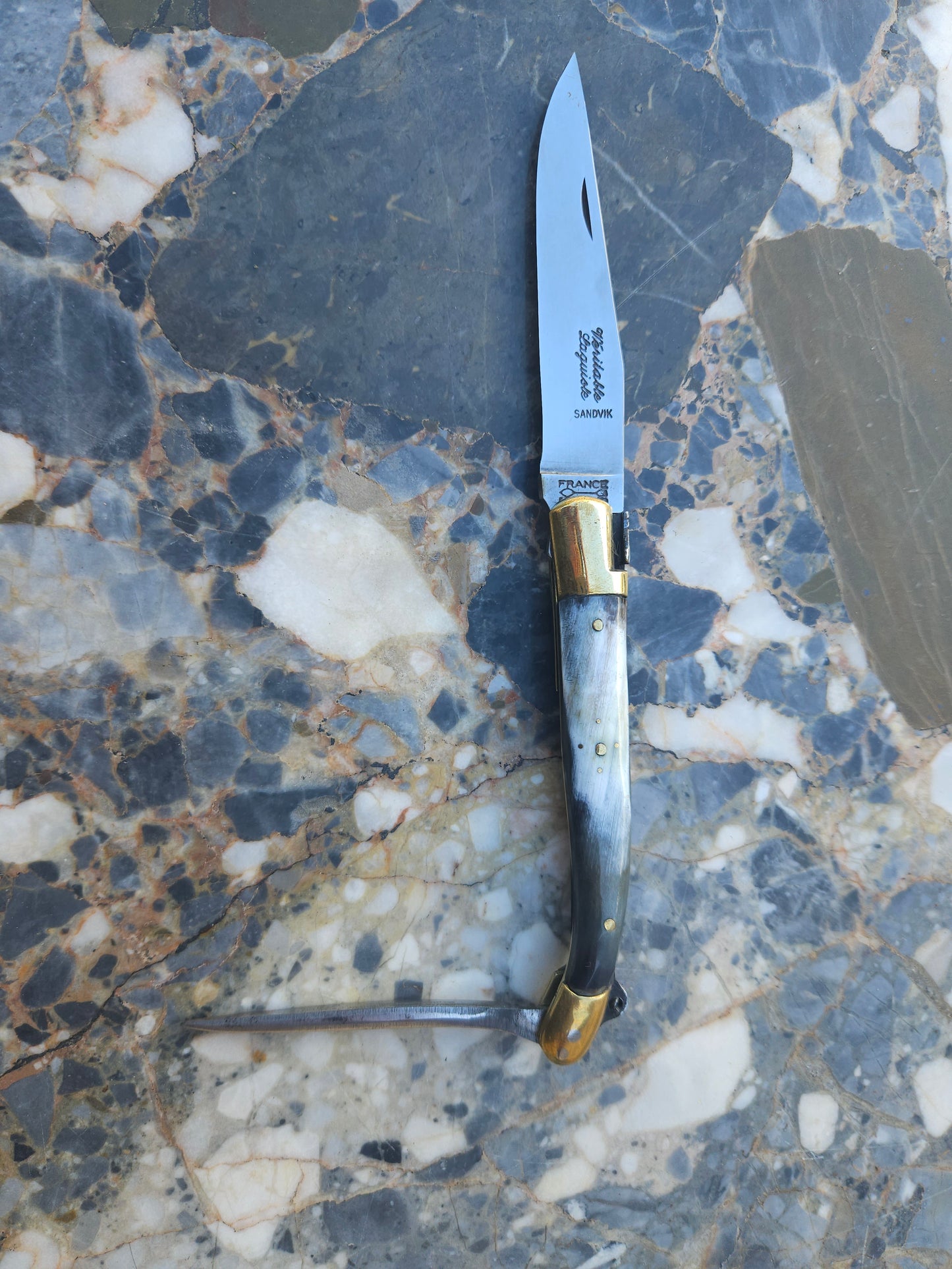 Véritable Laguiole Folding Knife — Natural Horn Handle & Guilloché | Made in France