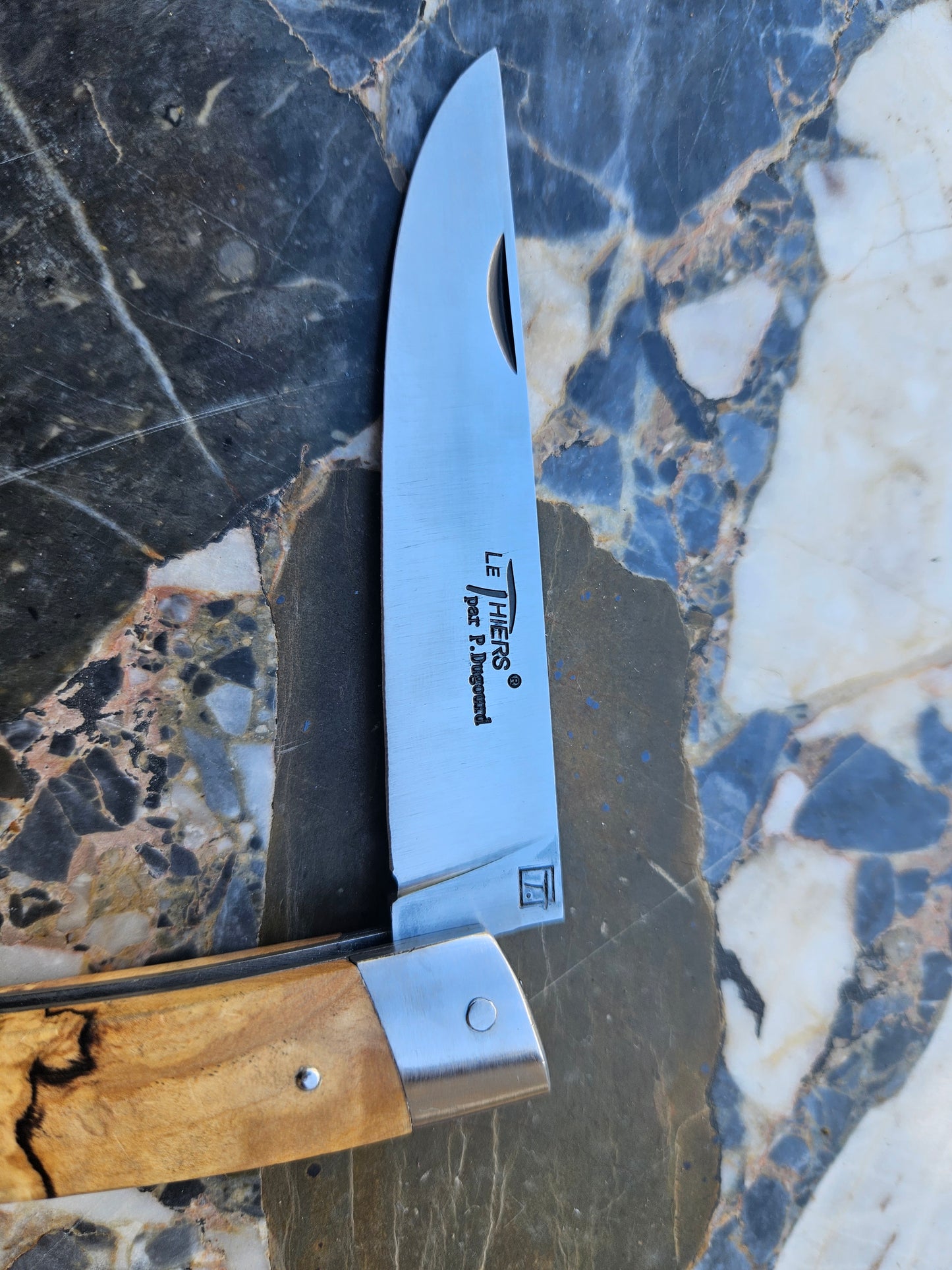 Le Thiers Folding Knife by Dugourd — Briar Burl Handle & Pump Mechanism | Thiers, France