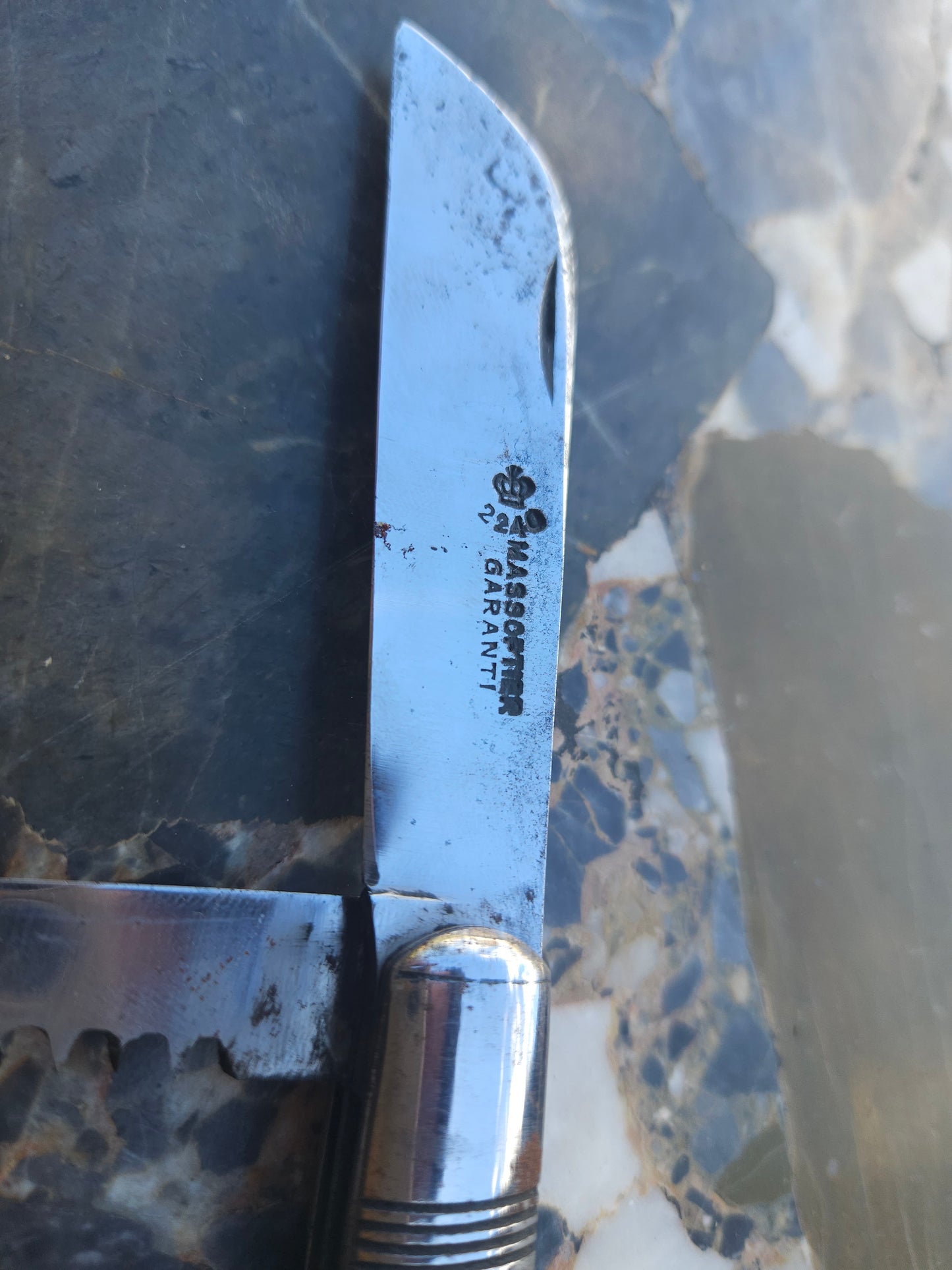 Vintage Massoptier 3-Tool Folding Knife — Natural Horn Handle | Thiers, France