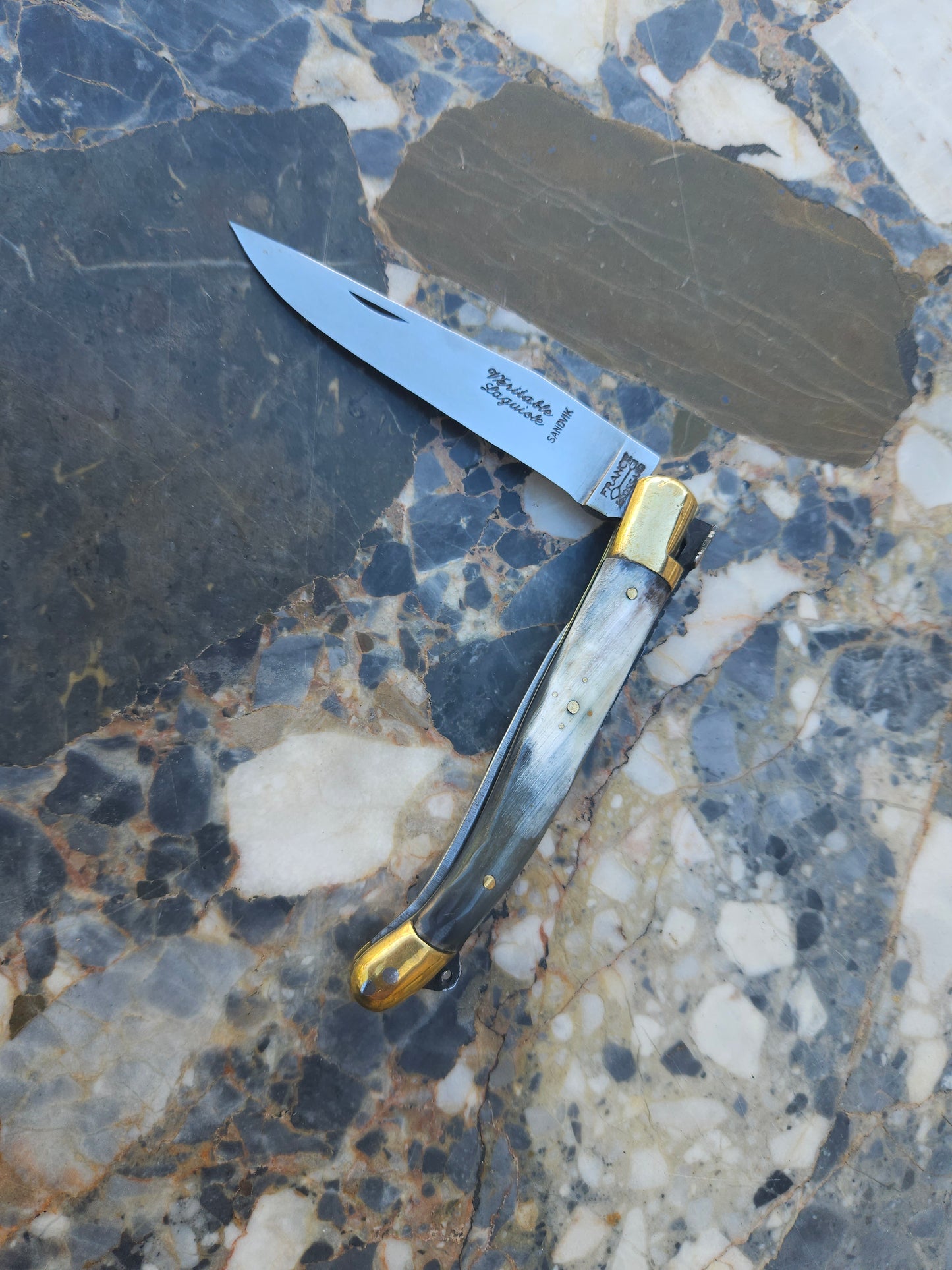 Véritable Laguiole Folding Knife — Natural Horn Handle & Guilloché | Made in France